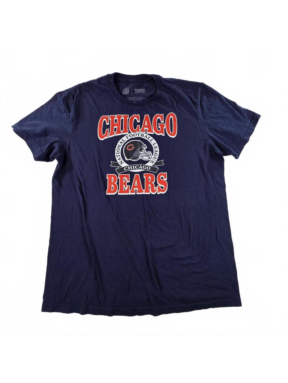 Team Apparel Chicago Bears NFL Men's Medium Navy Blue Graphic T-Shirt Casual